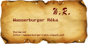 Wasserburger Réka névjegykártya